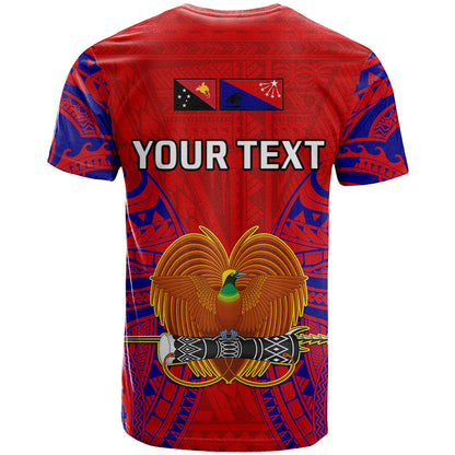 Custom Papua New Guinea T-Shirt Central Province Mix Coat Of Arms Polynesian Art Graphic Tee