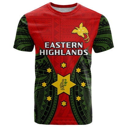 Papua New Guinea T-Shirt Eastern Highlands Province Mix Coat Of Arms Polynesian Art Graphic Tee