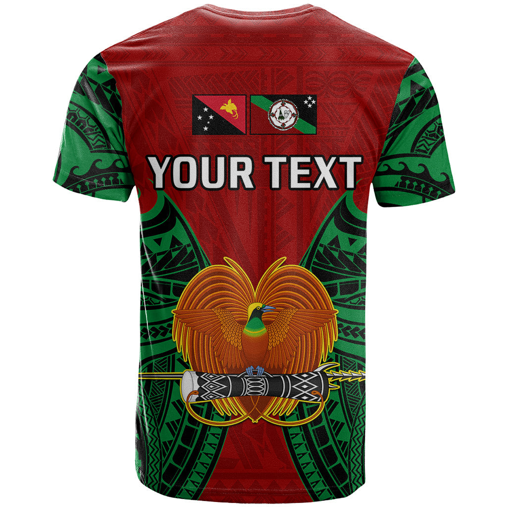 Custom Papua New Guinea T-Shirt East New Britain Province Mix Coat Of Arms Polynesian Art Graphic Tee