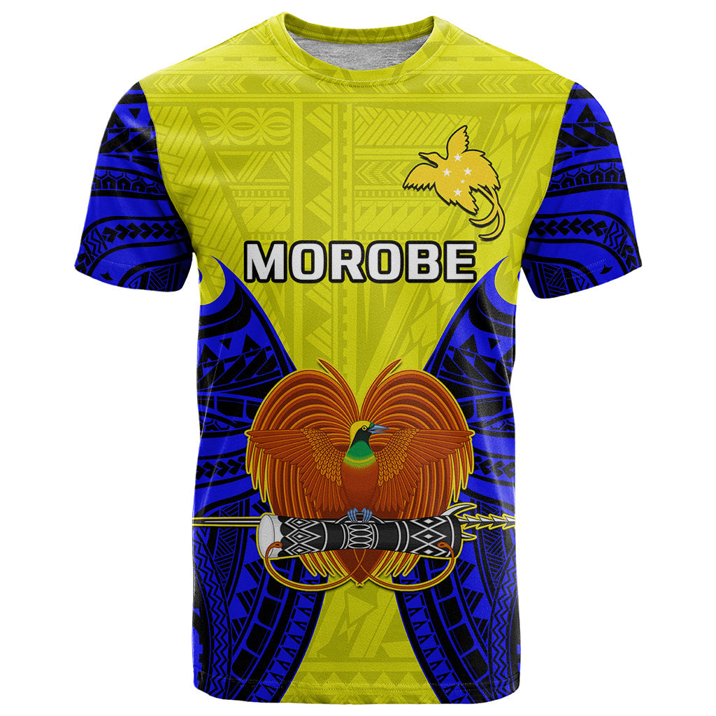 Custom Papua New Guinea T-Shirt Morobe Province Mix Coat Of Arms Polynesian Art Graphic Tee