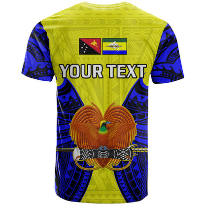 Custom Papua New Guinea T-Shirt Morobe Province Mix Coat Of Arms Polynesian Art Graphic Tee