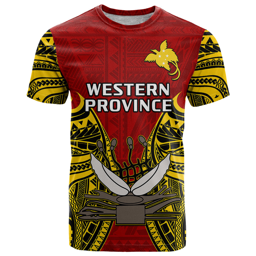Papua New Guinea T-Shirt Western Province Mix Coat Of Arms Polynesian Art Graphic Tee