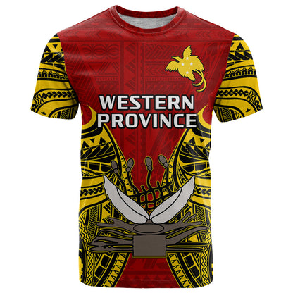 Papua New Guinea T-Shirt Western Province Mix Coat Of Arms Polynesian Art Graphic Tee