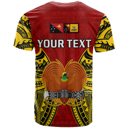 Custom Papua New Guinea T-Shirt Western Province Mix Coat Of Arms Polynesian Art Graphic Tee