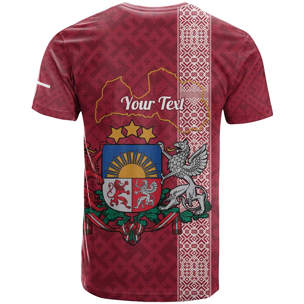 Personalised Latvia T-Shirt Latvijas Republika Folk Pattern Graphic Tee