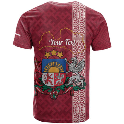 Personalised Latvia T-Shirt Latvijas Republika Folk Pattern Graphic Tee