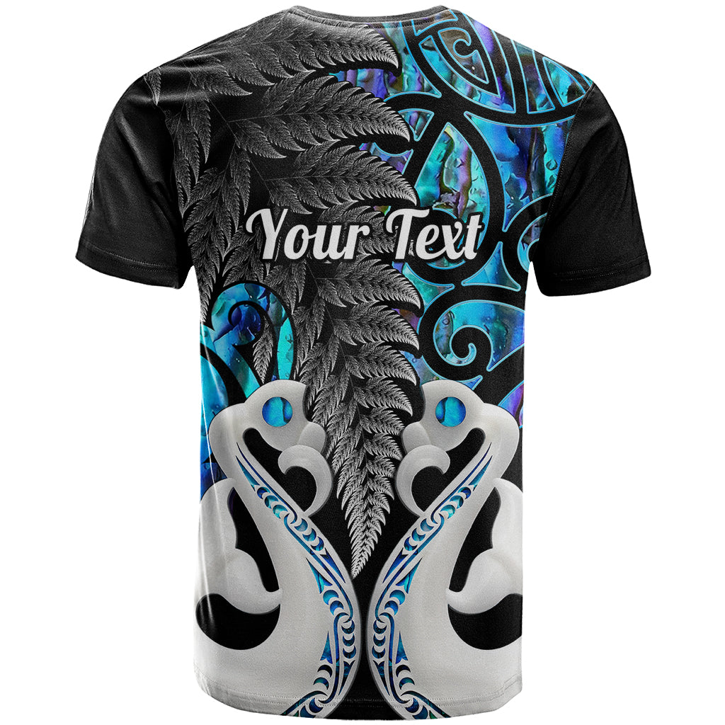 Personalised New Zealand T-Shirt Te Manaia Mangopare Maori And Fern Blue Style Graphic Tee