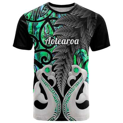 Personalised New Zealand T-Shirt Te Manaia Mangopare Maori And Fern Green Style Graphic Tee