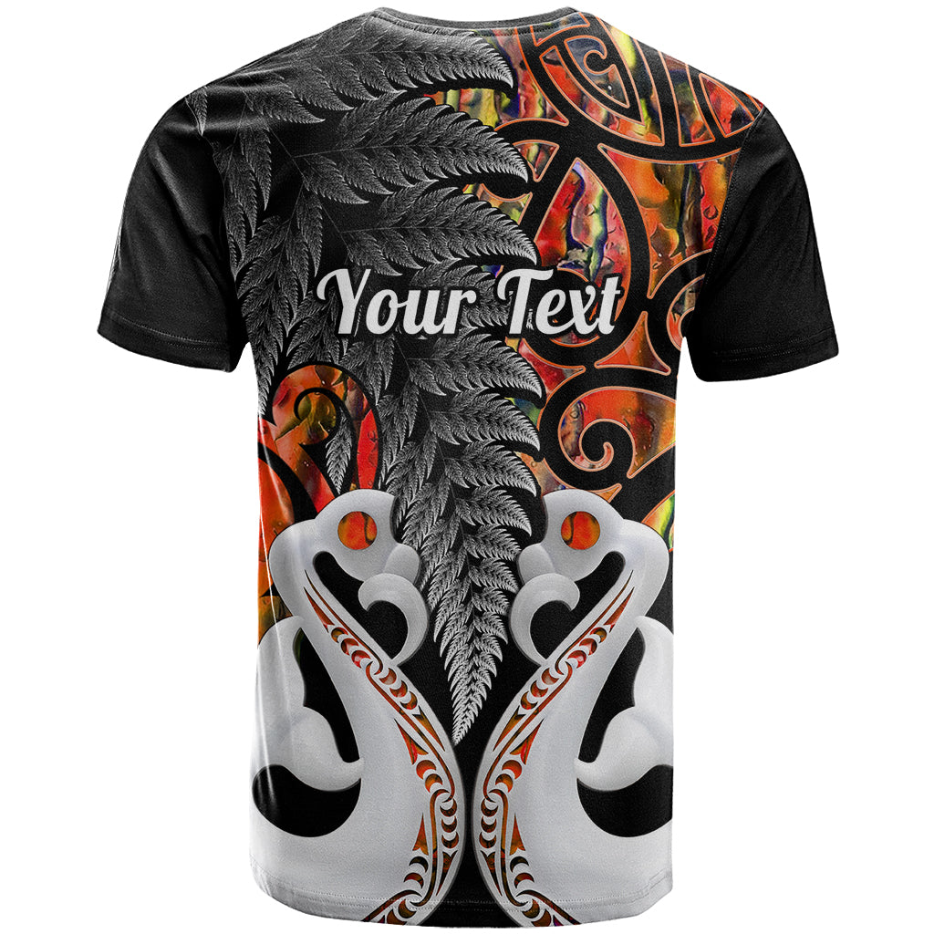 Personalised New Zealand T-Shirt Te Manaia Mangopare Maori And Fern Orange Style Graphic Tee