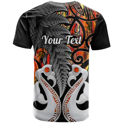 Personalised New Zealand T-Shirt Te Manaia Mangopare Maori And Fern Orange Style Graphic Tee