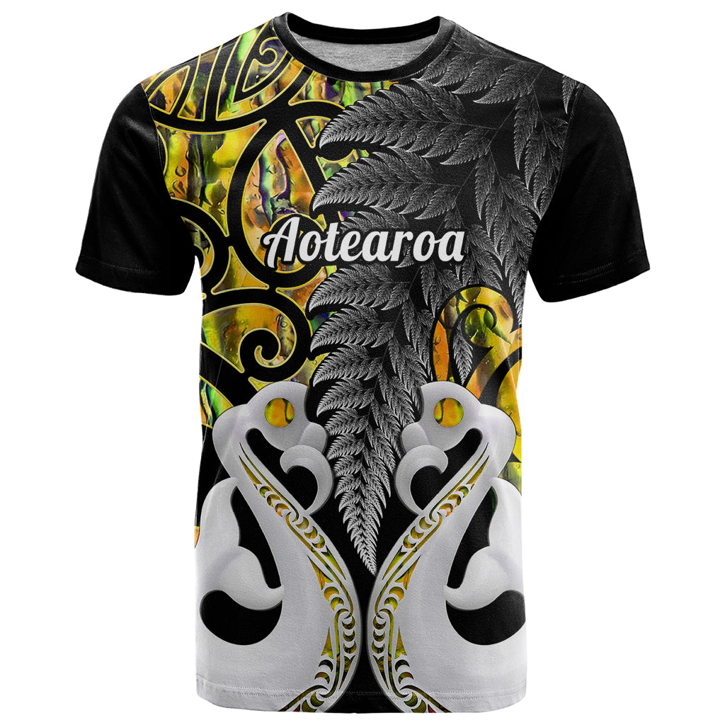 Personalised New Zealand T-Shirt Te Manaia Mangopare Maori And Fern Gold Style Graphic Tee