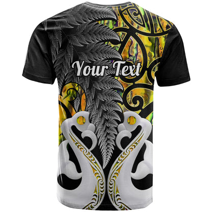 Personalised New Zealand T-Shirt Te Manaia Mangopare Maori And Fern Gold Style Graphic Tee