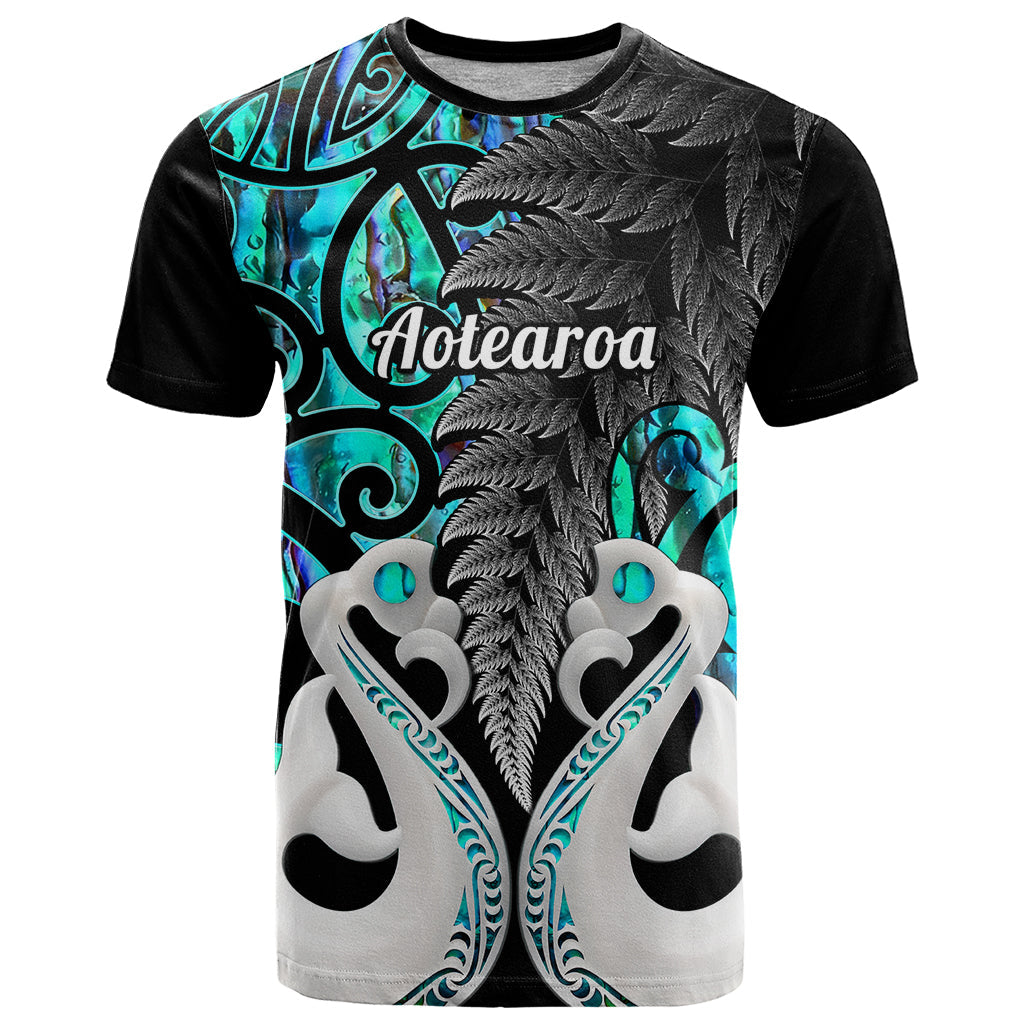 Personalised New Zealand T-Shirt Te Manaia Mangopare Maori And Fern Turquoise Style Graphic Tee