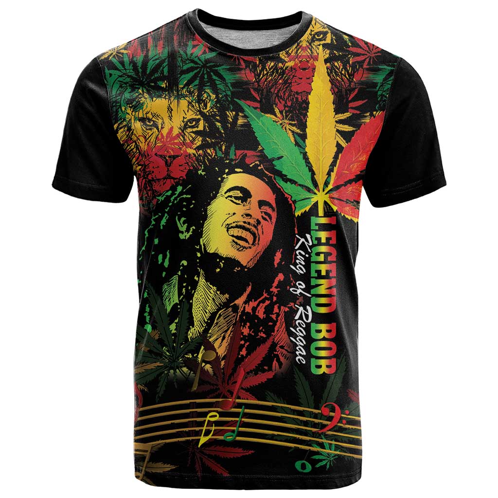 King Of Reggae Legend Bob T-Shirt Rasta Cannabis Graphic Tee
