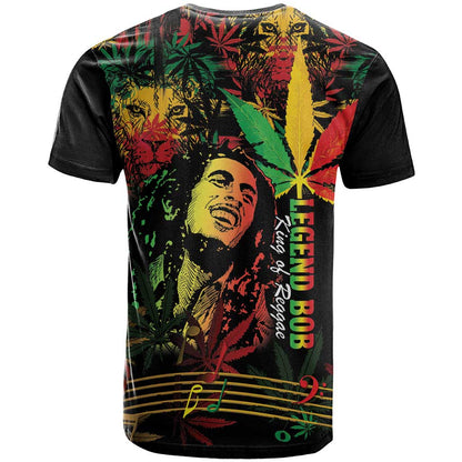 King Of Reggae Legend Bob T-Shirt Rasta Cannabis Graphic Tee