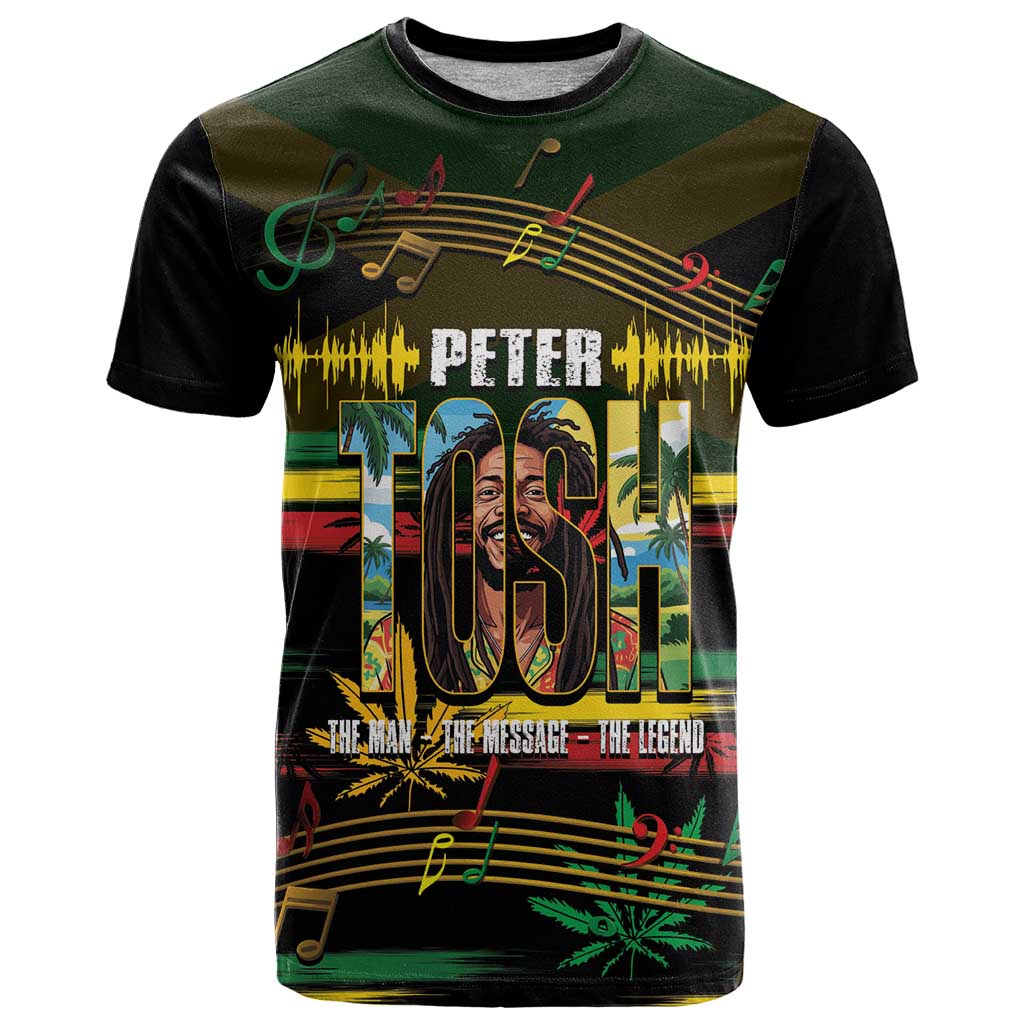 Jamaica Reggae Legend Tosh T-Shirt Cannabis Pattern Graphic Tee
