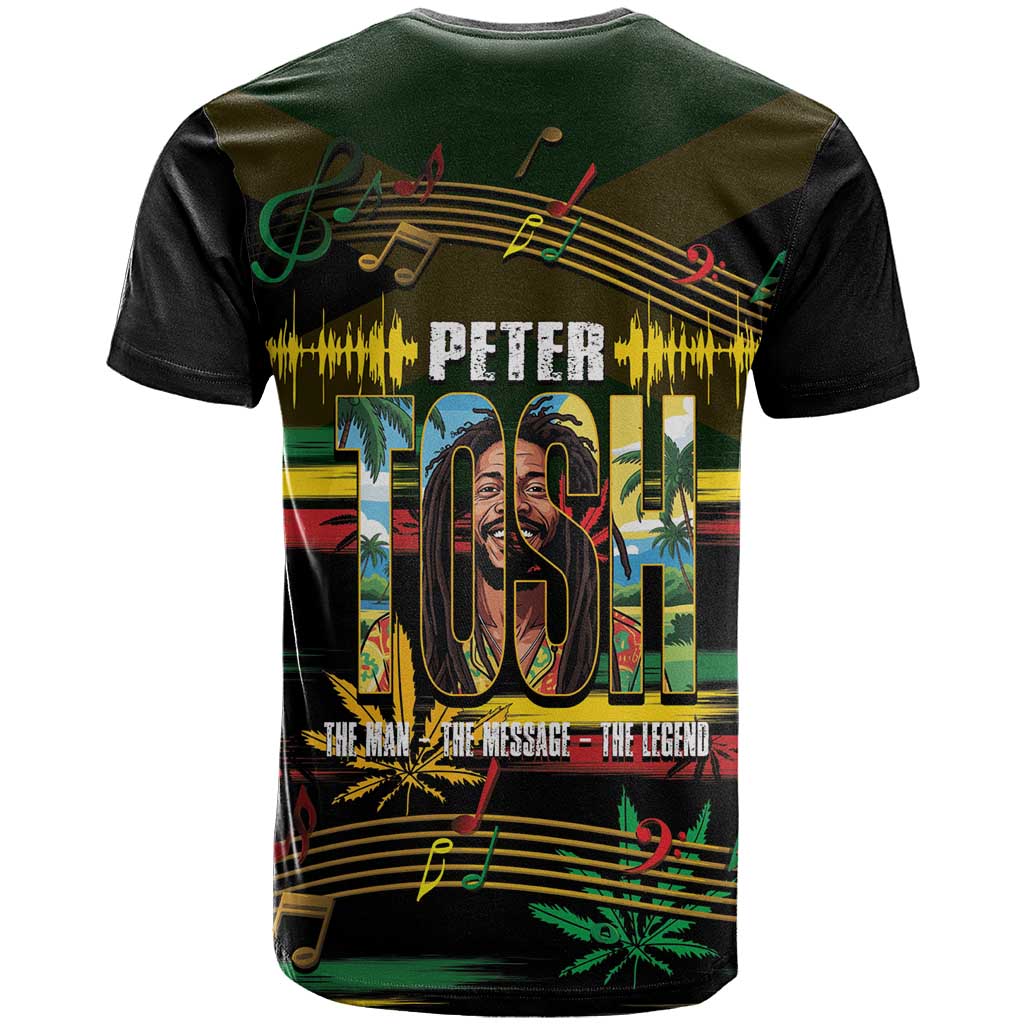 Jamaica Reggae Legend Tosh T-Shirt Cannabis Pattern Graphic Tee