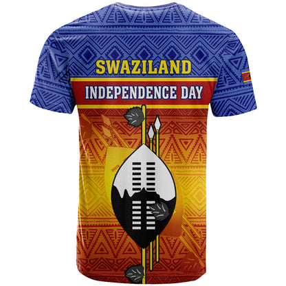 Eswatini Independence Day T-Shirt Swaziland Nguni Shield Gradient African Pattern Graphic Tee