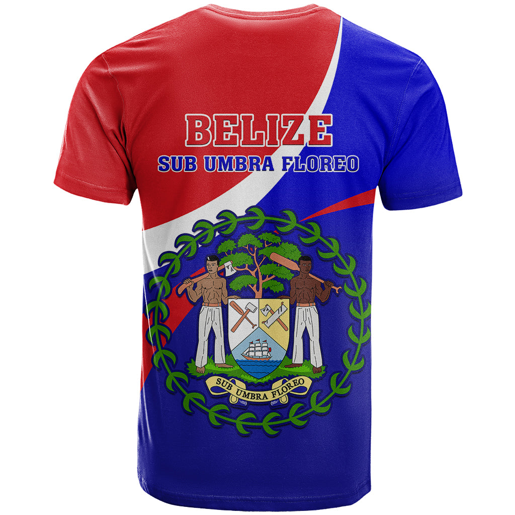 Belize Independence Day T-Shirt Coat Of Arms Curve Style Graphic Tee
