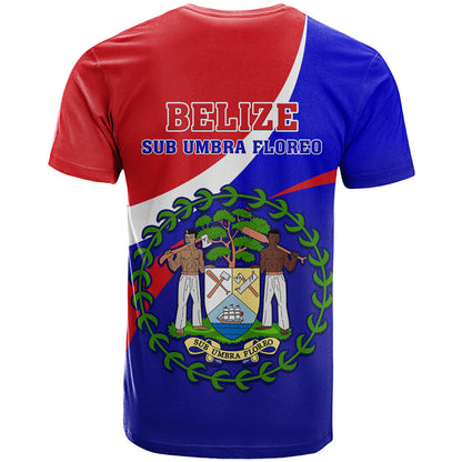 Belize Independence Day T-Shirt Coat Of Arms Curve Style Graphic Tee