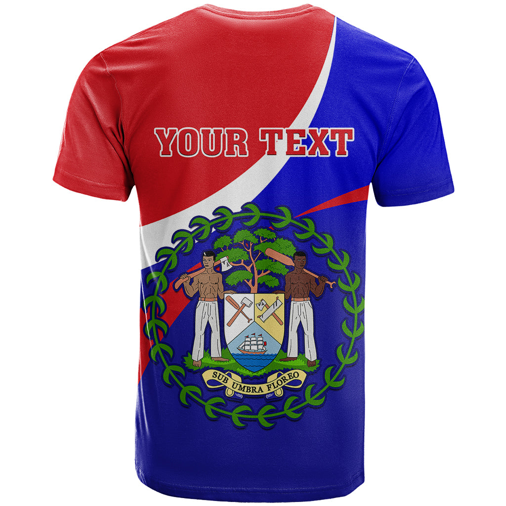 Personalised Belize Independence Day T-Shirt Coat Of Arms Curve Style Graphic Tee