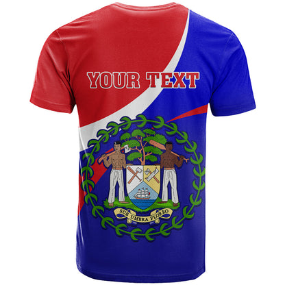 Personalised Belize Independence Day T-Shirt Coat Of Arms Curve Style Graphic Tee