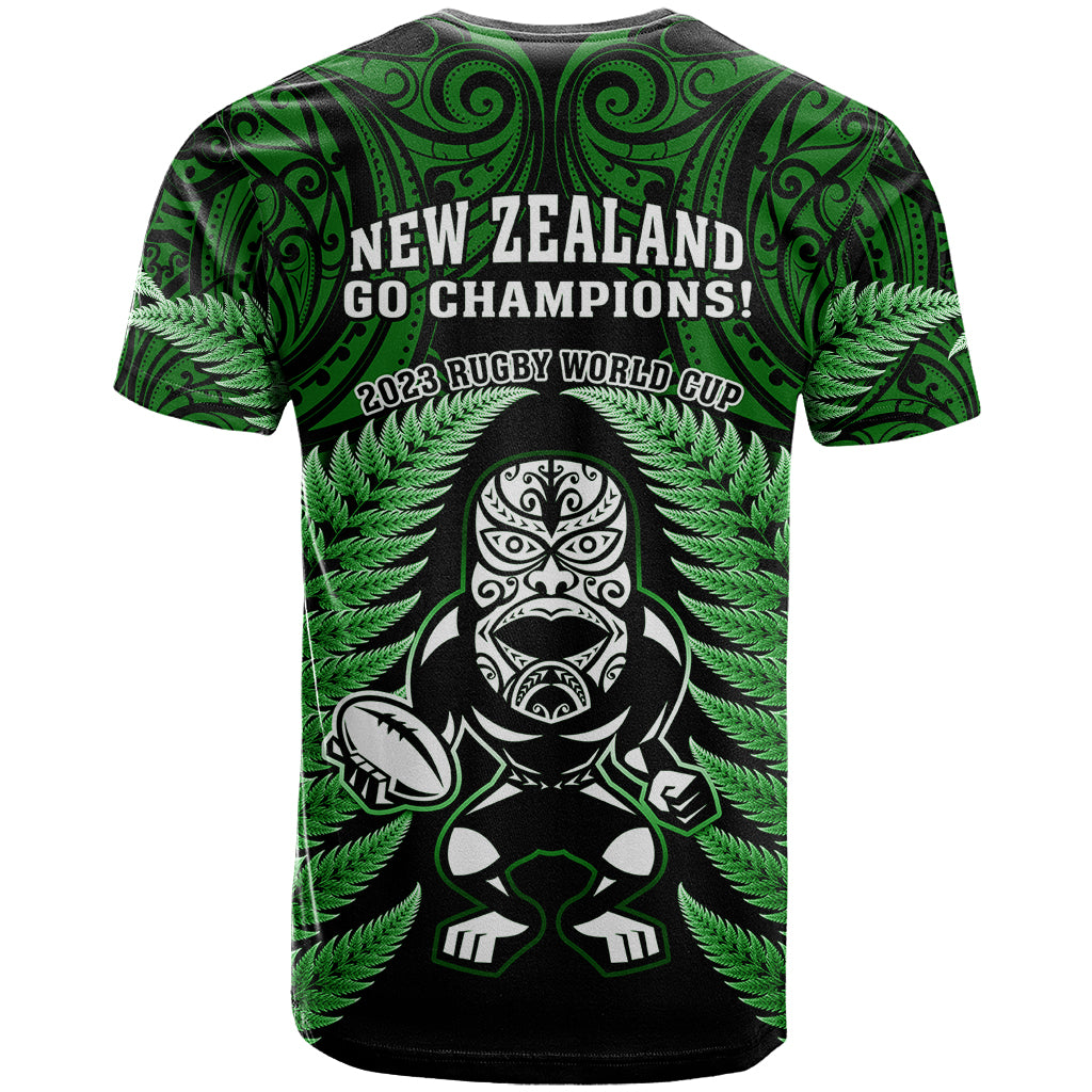 New Zealand Aotearoa Rugby T-Shirt NZ Tiki With Maori Fern World Cup Green Version Graphic Tee