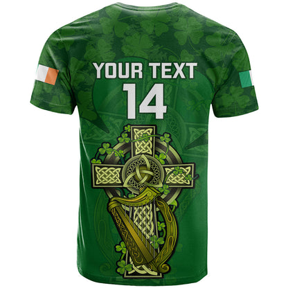 Custom Ireland Rugby T-Shirt Word Cup Celtic Cross Go Champions Irish Graphic Tee