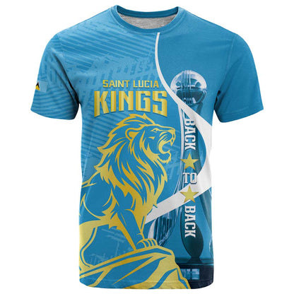 Saint Lucia Kings Cricket Custom T-Shirt 2025 2nd Champions Back To Back Graphic Tee