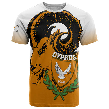 Cyprus Independence Day T-Shirt Coat Of Arms With Cypriot Mouflon Gradient Style Graphic Tee