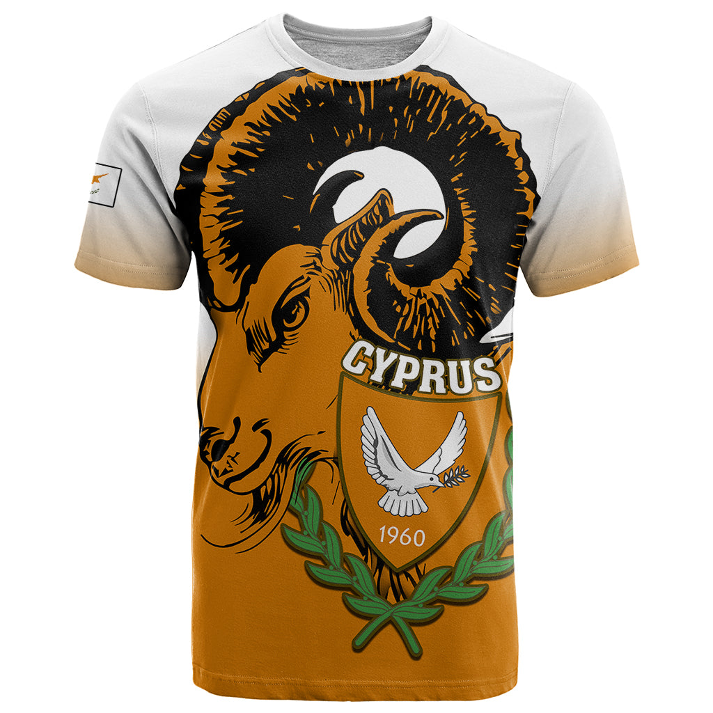 Personalised Cyprus Independence Day T-Shirt Coat Of Arms With Cypriot Mouflon Gradient Style Graphic Tee