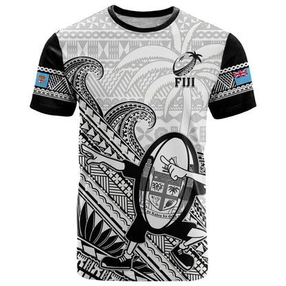 Fiji Tapa Rugby T-Shirt Flying Fijian World Cup With Dabbing Ball Graphic Tee