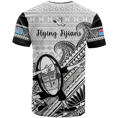 Fiji Tapa Rugby T-Shirt Flying Fijian World Cup With Dabbing Ball Graphic Tee