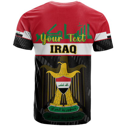 Personalised Iraq National Day T-Shirt Iraqi Coat Of Arms With Flag Style Graphic Tee