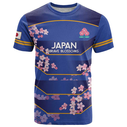 Custom Japan Rugby T-Shirt Go Brave Blossoms Graphic Tee
