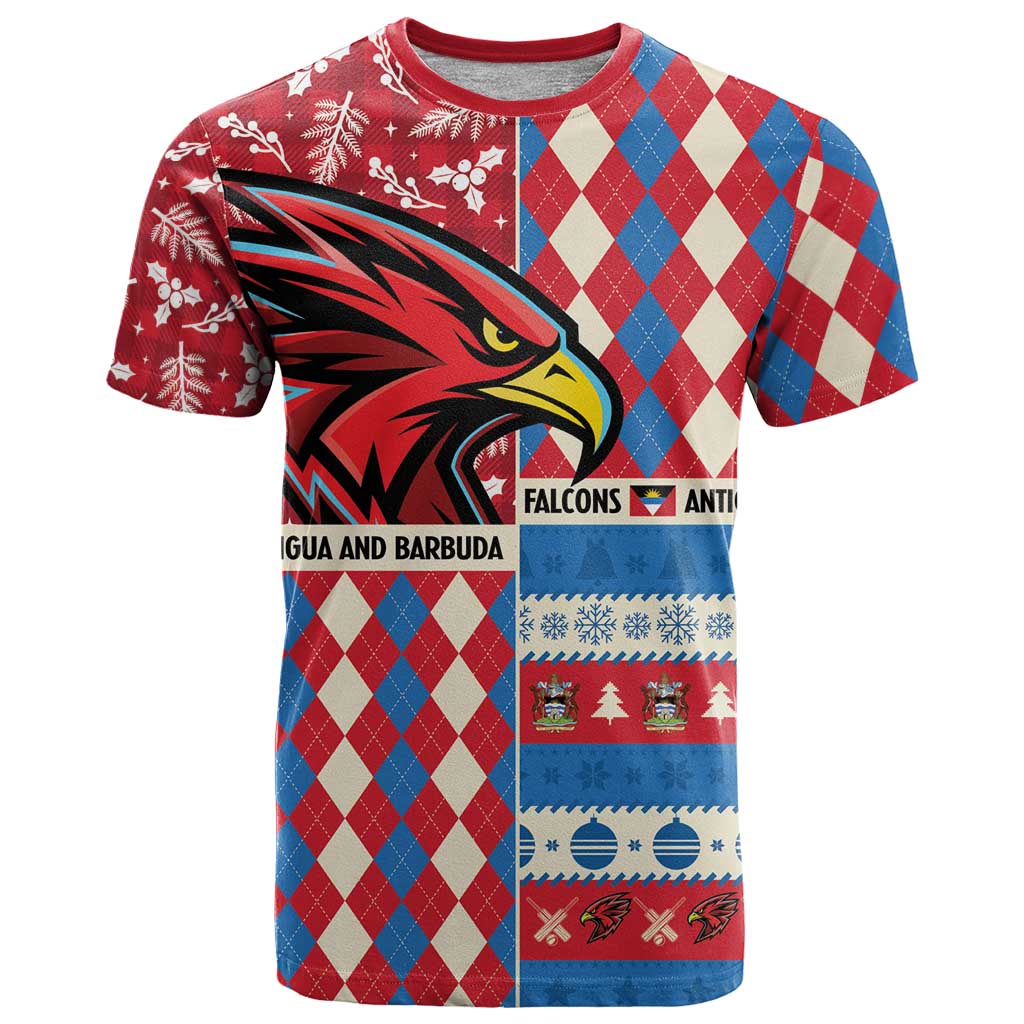Personalized Antigua & Barbuda Cricket Christmas T-Shirt Merry Xmas Falcons Graphic Tee