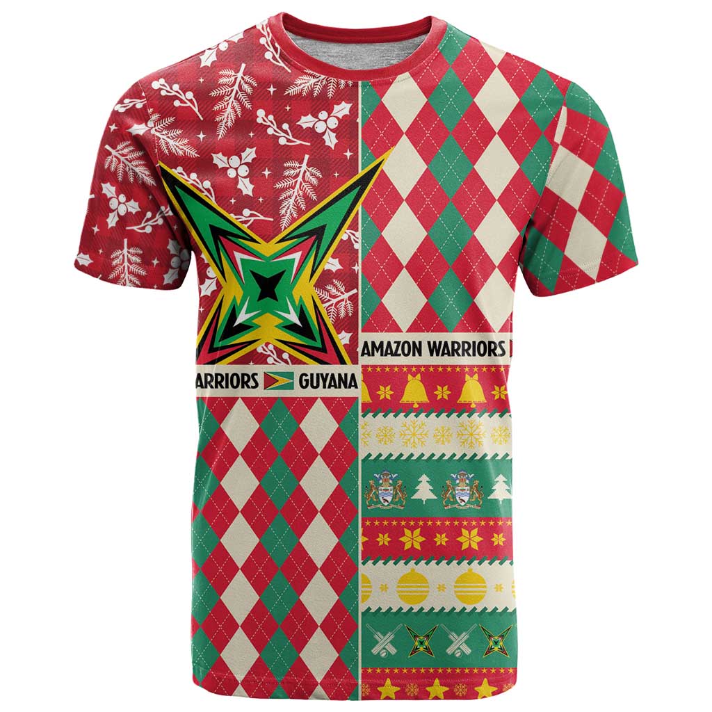 Personalized Amazon Warriors Cricket Christmas T-Shirt Guyana Merry Xmas Graphic Tee