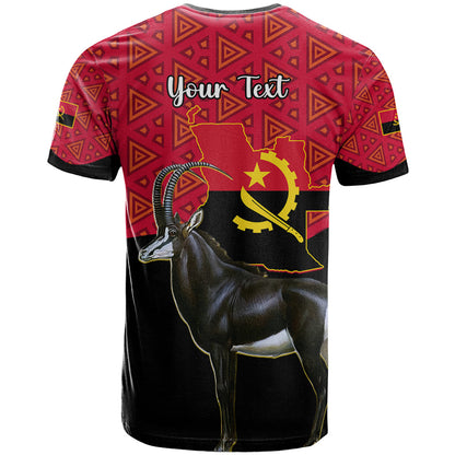Personalised Angola Independence Day T-Shirt Angolan Samakaka With Giant Sable Antelope Graphic Tee