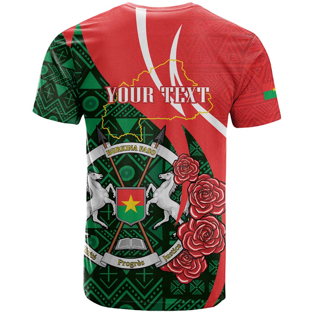 Personalised Burkina Faso Republic Day T-Shirt Happy 66th Anniversary - Bogolan Pattern Graphic Tee