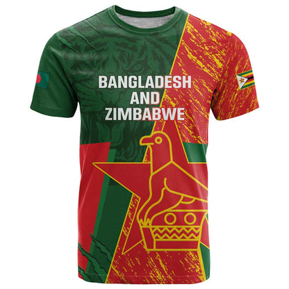 Custom Bangladesh And Zimbabwe Cricket T-Shirt 2025 Tigers Chevrons Together Graphic Tee