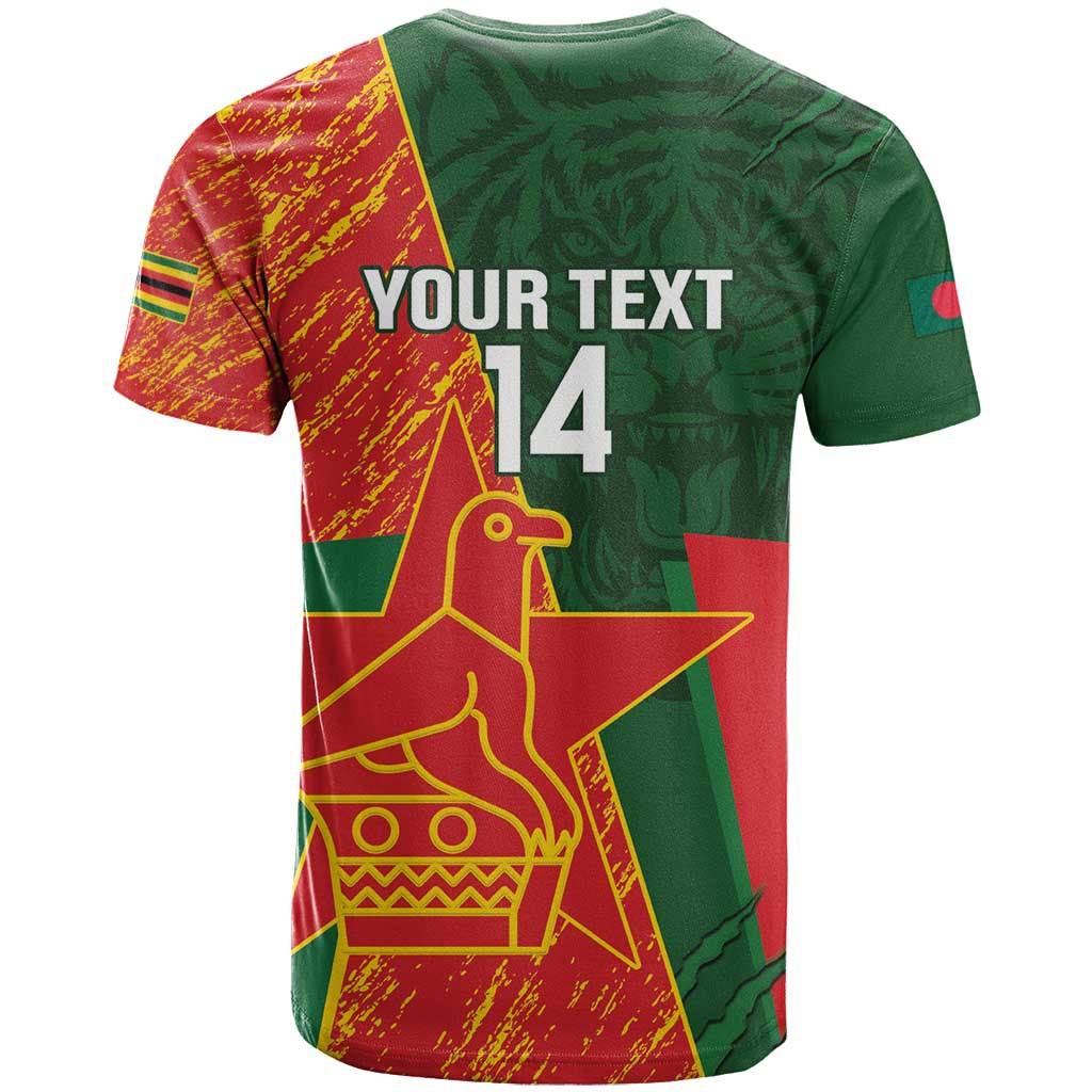 Custom Bangladesh And Zimbabwe Cricket T-Shirt 2025 Tigers Chevrons Together Graphic Tee