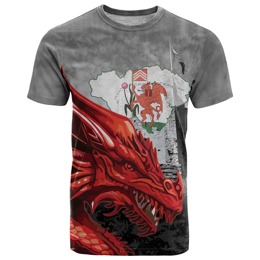 Wales Cardiff Capital T-Shirt Welsh Red Dragon Castell Caerdydd Graphic Tee