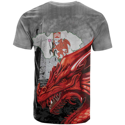Wales Cardiff Capital T-Shirt Welsh Red Dragon Castell Caerdydd Graphic Tee