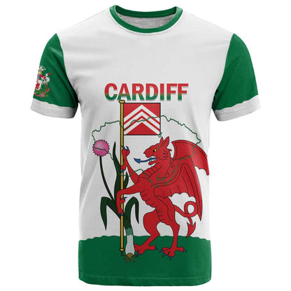 Personalised Wales Cardiff Capital T-Shirt Welsh Dragon Glamorgan Flag Style Graphic Tee