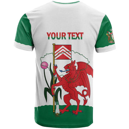Personalised Wales Cardiff Capital T-Shirt Welsh Dragon Glamorgan Flag Style Graphic Tee