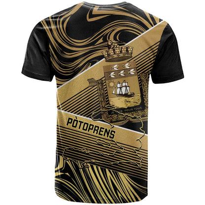 Port-au-Prince Afro-Haitians T-Shirt Ayiti Map Pòtoprens Gold Color Graphic Tee
