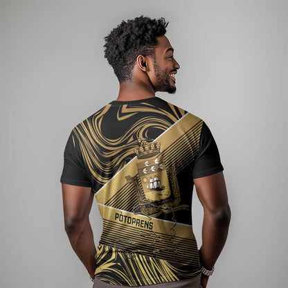 Port-au-Prince Afro-Haitians T-Shirt Ayiti Map Pòtoprens Gold Color Graphic Tee