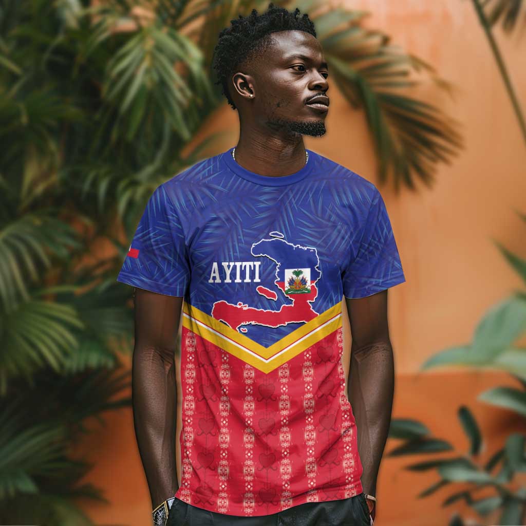Afro-Haitians T-Shirt Proud Ayiti Veve Vodou Royal Palm Leaves Graphic Tee