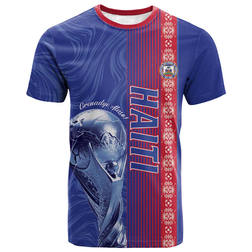 Custom Afro-Haiti Football T-Shirt 2026 Grenadye Alaso Blue Version Graphic Tee