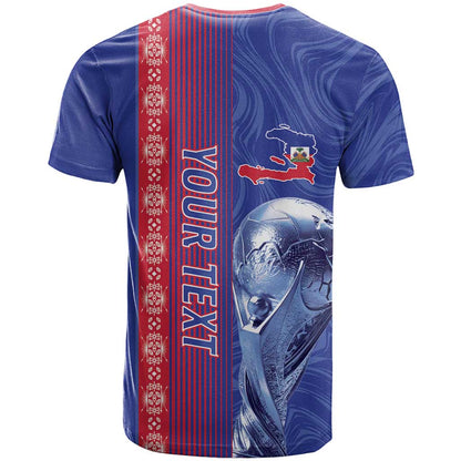Custom Afro-Haiti Football T-Shirt 2026 Grenadye Alaso Blue Version Graphic Tee